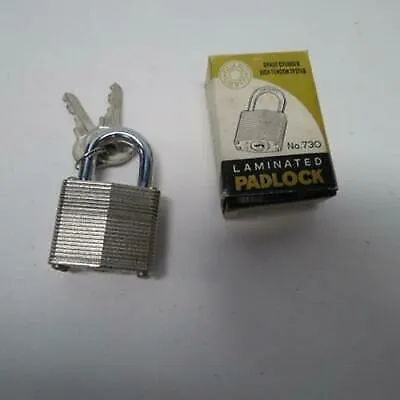 Guard Security Vintage Metal Keyed Laminated Padlock No 730 with2 Keys