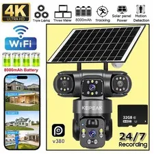 Solar Home Security Camera Wireless WiFi Outdoor Pan/Tilt 4K Surveillance System