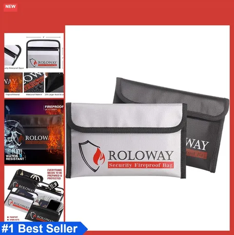 Fireproof Money Bag 5x8 Inch 2 Pack Portable Valuables Safe Passport Cash Keys