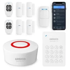GRSICO Wireless Alarm System 9 Piece Kit, WiFi Alarm System for Home Security...