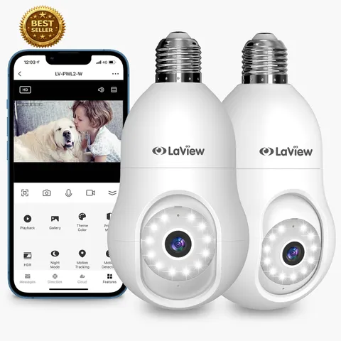 4MP Bulb Security Camera 2.4Ghz,360° 2K Security Cameras Wireless Outdoor Indoor