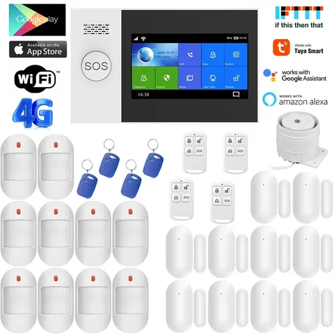 D47 Tuya APP WiFi+4G Sim Card Wireless Home Security Alarm Burglar System+RFID