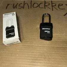 Brand New-Open Box-Master Lock Padlock 7/8 in Rectangle Black 6421LJWO No Core