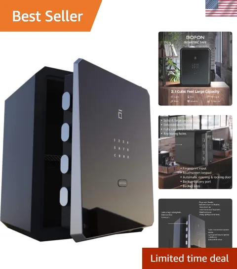 Biometric Safe Box - Fingerprint and Key Access, 2.1 Cu. Ft. Security