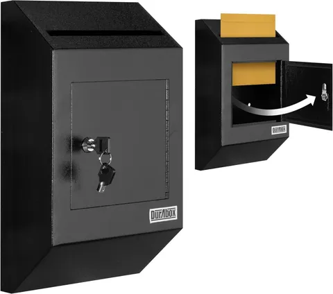 Drop Box Deposit Safe 10 X 4 X 16” Heavy Duty Steel with Slim Profile Wall Mailb