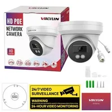 Vikylin 5MP Turret PoE IP Camera Security Camera Outdoor Color Night Vision AI