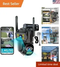 Dual Lens WiFi Security Camera with 2K HD & Night Vision for Outdoor Protection
