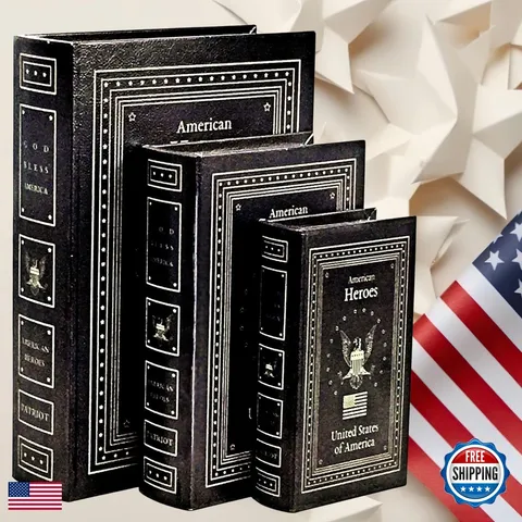 Bellaa 24964 Decorative Book Patriotic American Heroes Vintage Hidden Secret