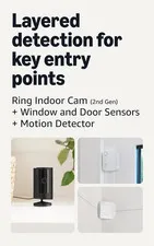 Ring Indoor Cam (2nd Gen), Black with 4 Window and Door Sensors (newest model) a
