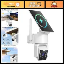 4MP Solar Powered Outdoor Security Camera, 360° PTZ, No Subscription, Color Nigh