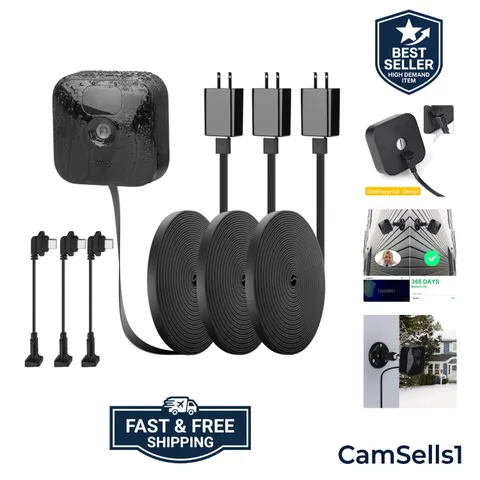 Weather-Resistant Charging Cable for Blink Cameras - 3-Pack 25ft Outdoor Power