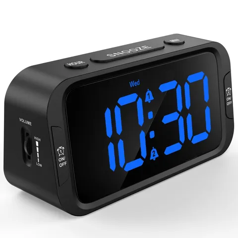 Digital Dual Alarm Clock for Bedroom, Easy to Set, 0-100% Dimmer, USB Charger...