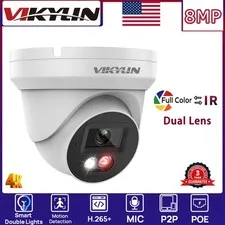 VIKYLIN Dual light Color+IR 8MP Mini Ethernet Camera Built in MIC Onvif Outdoor