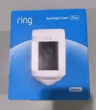 Ring - Spotlight Cam Plus Outdoor/Indoor Wireless 1080p Battery Camera - White