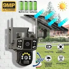 4K 8MP Solar Security Camera Dual Lens Outdoor Wireless WiFi Motion Waterproof