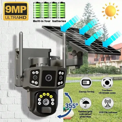 4K 8MP Solar Security Camera Dual Lens Outdoor Wireless WiFi Motion Waterproof