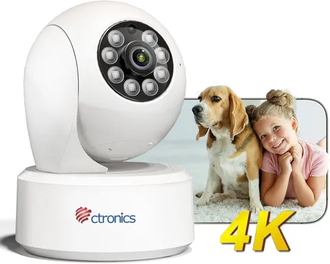 4K 8MP Indoor Security Camera, Auto Tracking, Dual Band Wifi, 65Ft IR Night Visi