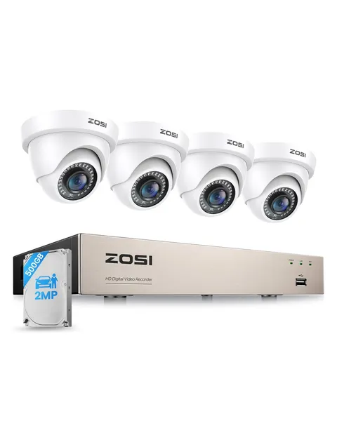 3K Lite 8CH Home Security Camera System, 4X 2MP Wired Cam, 500GB HDD