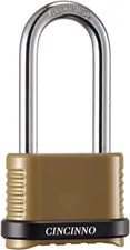 4 Digit Combination Lock, Heavy Duty Combo Padlock with Long Shackle for Outdoo