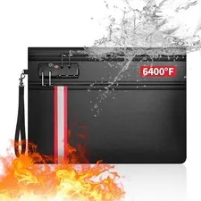 Fire Retardant and Waterproof Document Bag, Double Zipper with TSA Lock for Safe