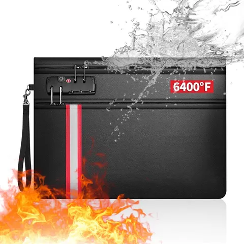 Fire Retardant and Waterproof Document Bag, Double Zipper with TSA Lock for Safe