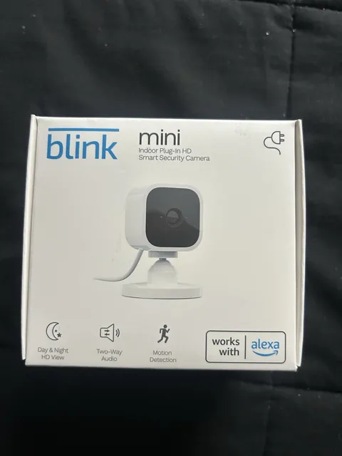 Blink Mini - Compact indoor plugin smart security camera, 1080pHD video, night