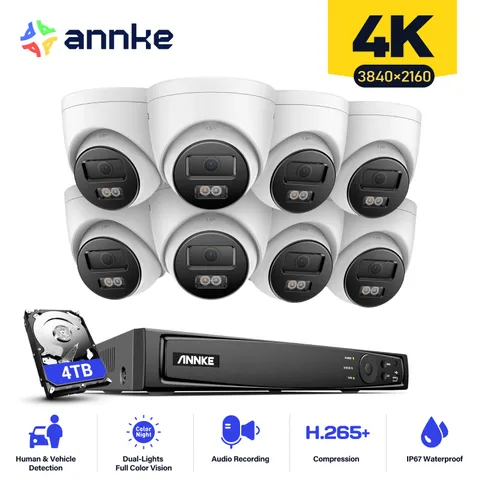 ANNKE 12MP 8CH NVR 4K Audio POE IP Security Camera System Outdoor Color Night AI