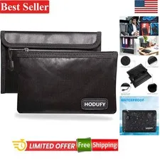 Fireproof Bag 8x5 Inches Waterproof Cash Document Wallets Set of 2