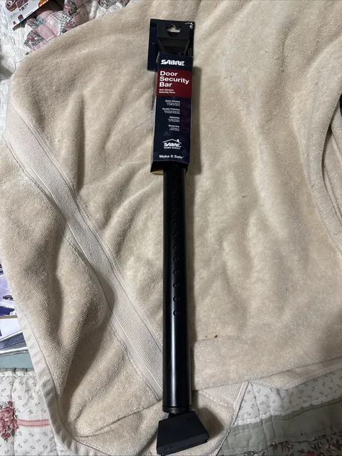 SABRE Adjustable 2-in-1 Door Security Bar, Doorstop Bar Secures Onto Doorknob