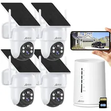 ANRAN WiFi Security Camera System Outdoor Wireless Home IR Solar Battery Powered