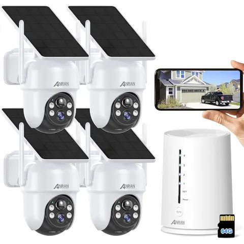 ANRAN WiFi Security Camera System Outdoor Wireless Home IR Solar Battery Powered
