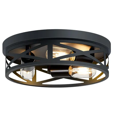 SKEJAO Flush Mount Ceiling Light Fixture,3-Light 13.1inch, Black