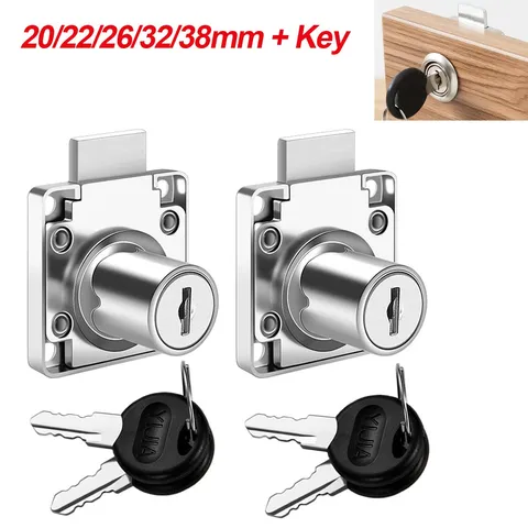 Cam Lock for Door Cabinet Drawer Mailbox Cupboard Locker 20/22/26/32/38mm + Key