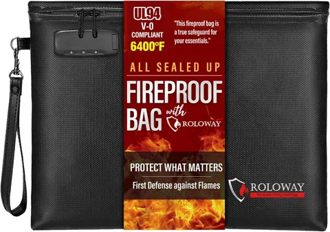 Fireproof Document Bag (14.5 X 11.5 Inch), 6400℉ Fireproof Money Bag with Zipper