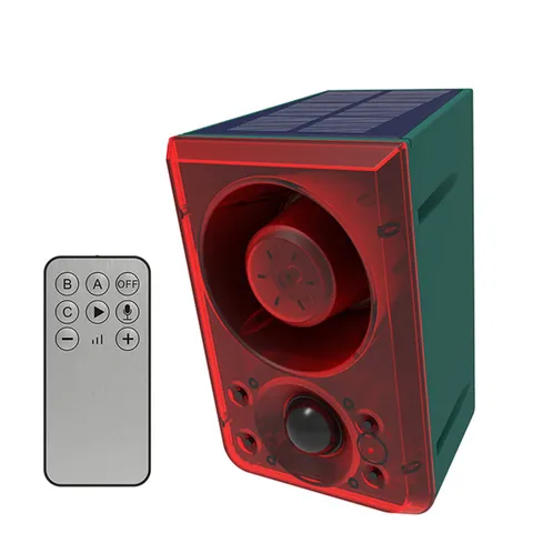 Solar Sound & Strobe Light Motion Sensor Alarm, 20 Second Recording & Gunshot...