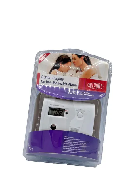 Dupont Digital LCD Display Carbon Monoxide Alarm Detector Electrochemical White