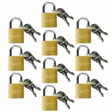 10 Pcs 25mm Solid Brass Mini Padlock Set Pad Locks w/ 2 Keys for Locker Luggage