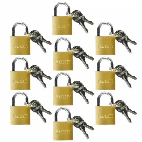 10 Pcs 25mm Solid Brass Mini Padlock Set Pad Locks w/ 2 Keys for Locker Luggage