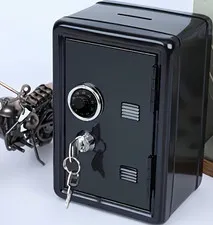 Portable Black Metal Money Safe Key & Combination Lock 18x10x12cm Small