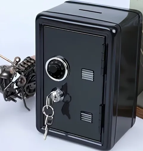 Portable Black Metal Money Safe Key & Combination Lock 18x10x12cm Small