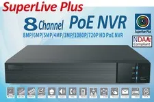 SuperLive Plus 8MP 4K 8CH PoE NVR Supports 8CH IP Cameras with PoE H.265 NDAA