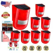 Solar Driveway Alarm 8 Pack 129dB Loud Siren Red Flash Strobe Motion Detector