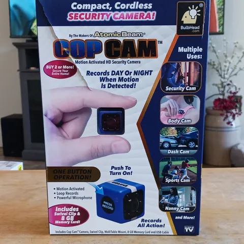 Atomic Beam Cop Cam Motion Activated 720p HD CCTV Camera Blue w/ 8GB Card
