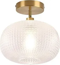 Gold Semi Flush Mount Ceiling Light Fixture,Hallway 9.84in,
