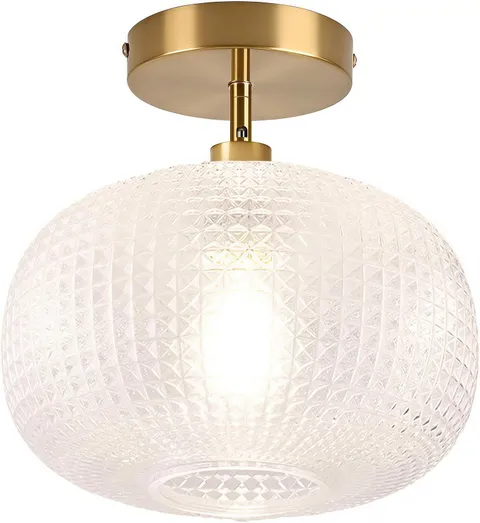 Gold Semi Flush Mount Ceiling Light Fixture,Hallway 9.84in,