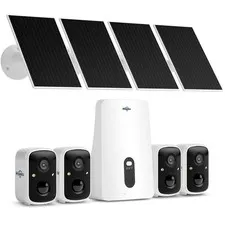 Hiseeu Solar Security Cameras Wireless Outdoor, 4 Cam-Kit, No 4 Cam Kit