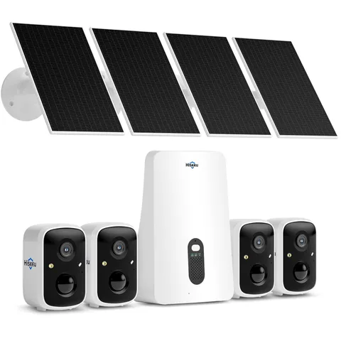 Hiseeu Solar Security Cameras Wireless Outdoor, 4 Cam-Kit, No 4 Cam Kit