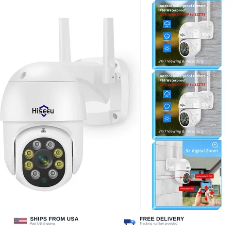 Hiseeu 3MP Wireless Security Camera Outdoor, 24/7 Recording WiFi Camera | Aut...