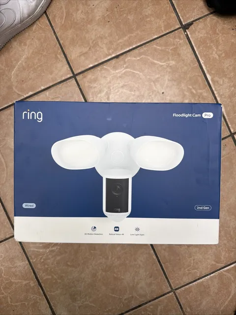 Ring Floodlight Cam Pro Wired 2nd Gen (Newest Model) Retinal 4K - White, In Hand