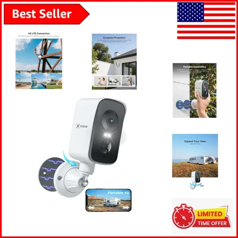 4G Portable Magnetic Security Camera - 2K Wireless with Night Vision & 300° Pan